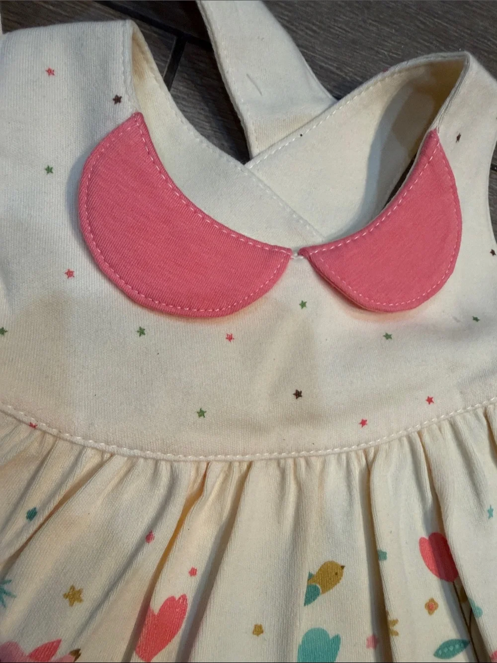 Kids Floral Bibs  baby girl - Cream with Pink and Teal Accents 2 bibs